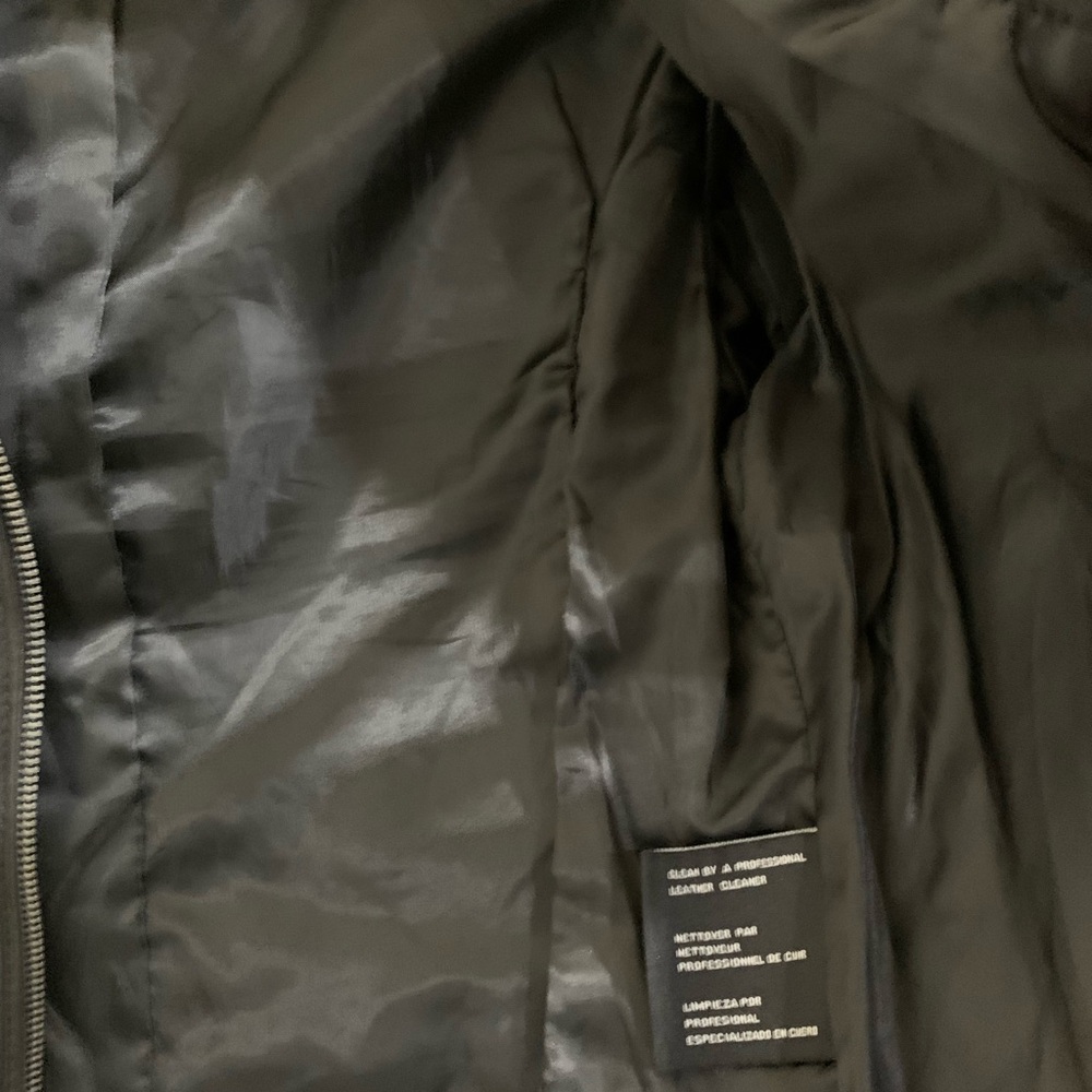 Michael Kors Bomber Biker Motorcycle Genuine Leather Jacket Quilted Trim Size PL - Picture 10 of 16